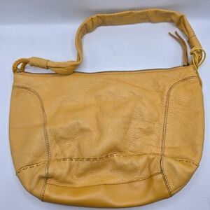 The Sak Fernwood Mustard Yellow Pebbled Cow Leather Hobo Shoulder Bag Boho‎